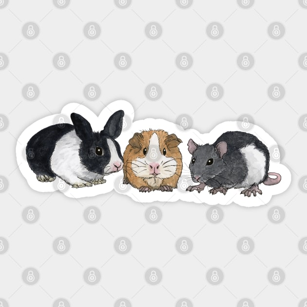 Dwarf rabbit, guinea pig and rat Sticker by Savousepate